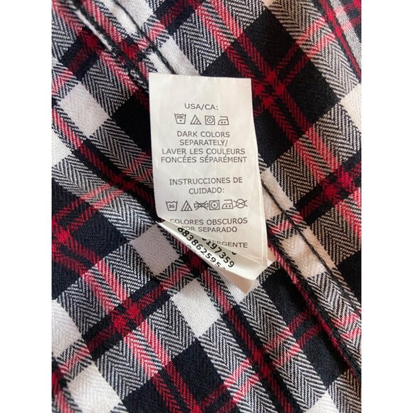 Chaps Men XL Shirt Red Black White Plaid Long Sleeve Button Down Academia Preppy - Picture 6 of 11
